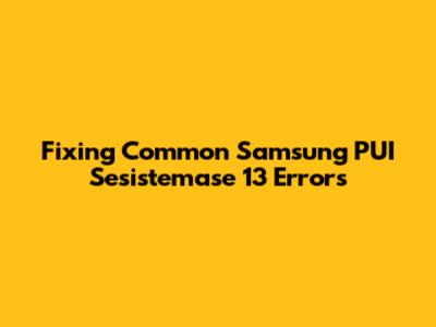 Fixing Common Samsung PUI Sesistemase 13 Errors