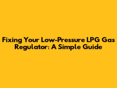 Fixing Your Low-Pressure LPG Gas Regulator: A Simple Guide