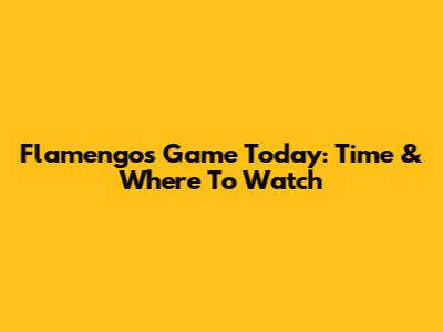 Flamengo's Game Today: Time & Where To Watch