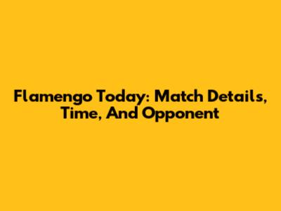Flamengo Today: Match Details, Time, And Opponent