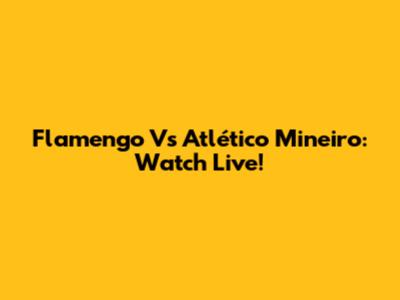 Flamengo Vs Atlético Mineiro: Watch Live!