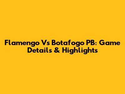 Flamengo Vs Botafogo PB: Game Details & Highlights