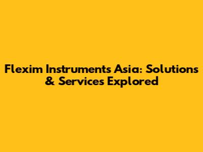 Flexim Instruments Asia: Solutions & Services Explored