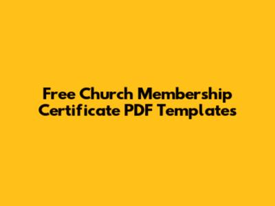 Free Church Membership Certificate PDF Templates