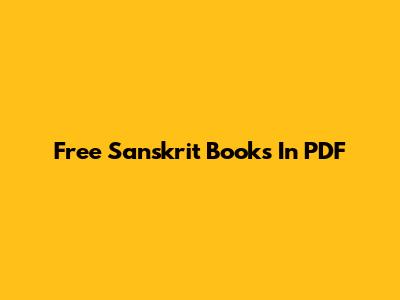 Free Sanskrit Books In PDF