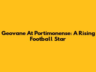 Geovane At Portimonense: A Rising Football Star