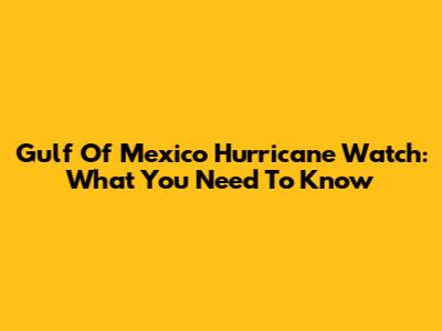 Gulf Of Mexico Hurricane Watch: What You Need To Know
