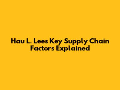 Hau L. Lee's Key Supply Chain Factors Explained