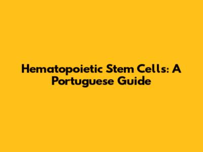 Hematopoietic Stem Cells: A Portuguese Guide