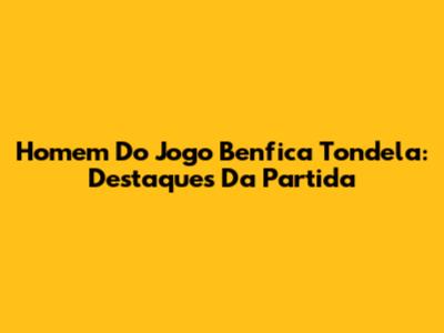 Homem Do Jogo Benfica Tondela: Destaques Da Partida