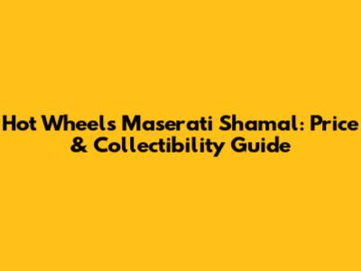 Hot Wheels Maserati Shamal: Price & Collectibility Guide