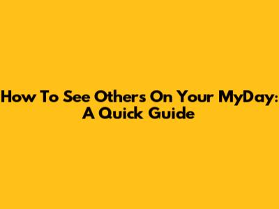 How To See Others On Your MyDay: A Quick Guide