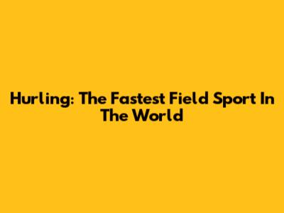 Hurling: The Fastest Field Sport In The World