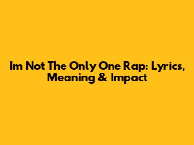 I'm Not The Only One Rap: Lyrics, Meaning & Impact