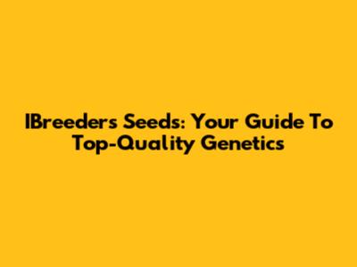 IBreeders Seeds: Your Guide To Top-Quality Genetics