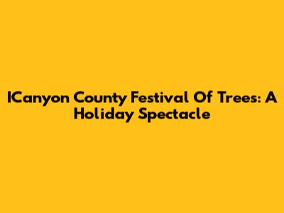 ICanyon County Festival Of Trees: A Holiday Spectacle