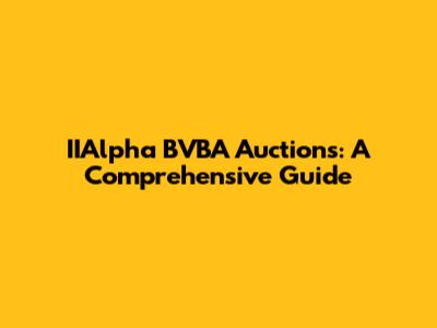 IIAlpha BVBA Auctions: A Comprehensive Guide