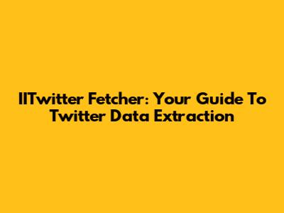 IITwitter Fetcher: Your Guide To Twitter Data Extraction