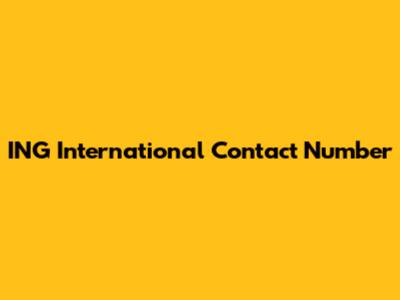 ING International Contact Number