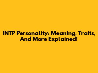 INTP Personality: Meaning, Traits, And More Explained!