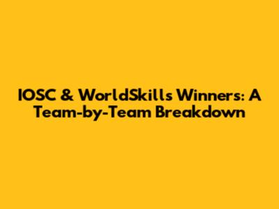 IOSC & WorldSkills Winners: A Team-by-Team Breakdown