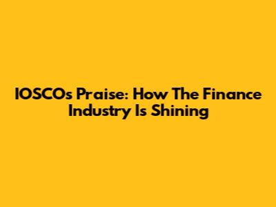 IOSCO's Praise: How The Finance Industry Is Shining
