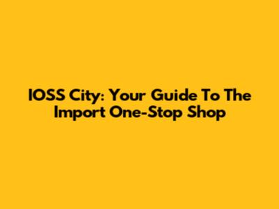 IOSS City: Your Guide To The Import One-Stop Shop