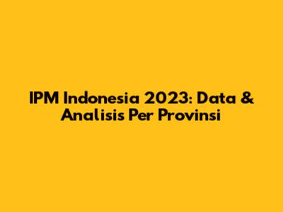 IPM Indonesia 2023: Data & Analisis Per Provinsi