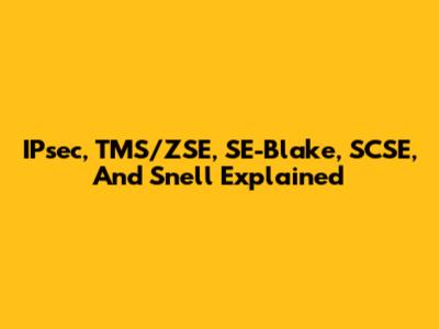 IPsec, TMS/ZSE, SE-Blake, SCSE, And Snell Explained