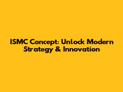 ISMC Concept: Unlock Modern Strategy & Innovation