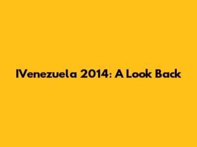 IVenezuela 2014: A Look Back