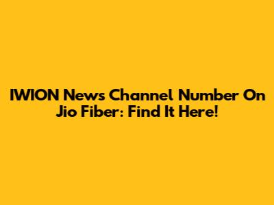IWION News Channel Number On Jio Fiber: Find It Here!
