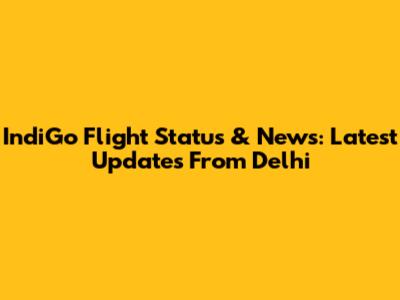 IndiGo Flight Status & News: Latest Updates From Delhi