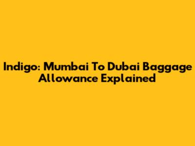 Indigo: Mumbai To Dubai Baggage Allowance Explained