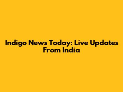 Indigo News Today: Live Updates From India