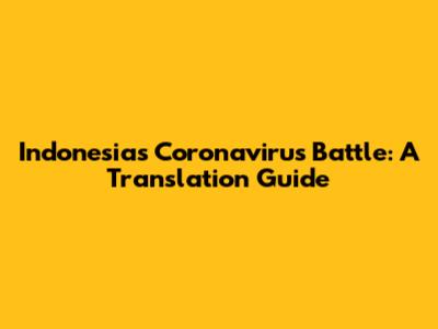 Indonesia's Coronavirus Battle: A Translation Guide