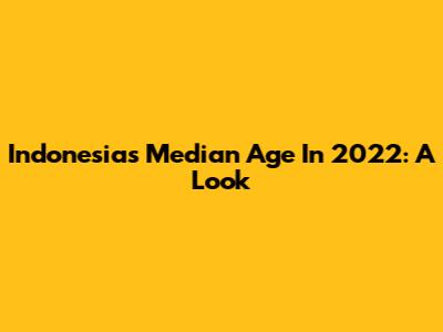 Indonesia's Median Age In 2022: A Look