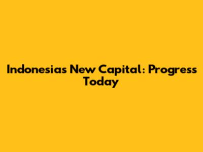 Indonesia's New Capital: Progress Today