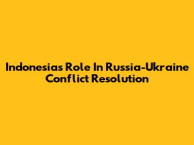 Indonesia's Role In Russia-Ukraine Conflict Resolution