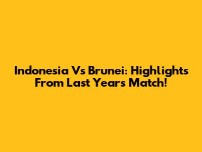Indonesia Vs Brunei: Highlights From Last Year's Match!