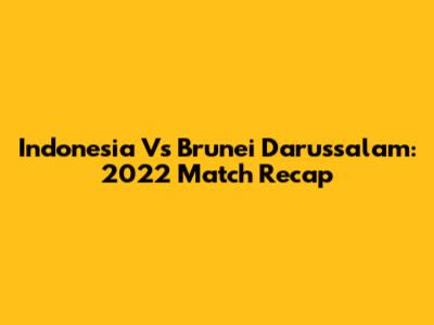 Indonesia Vs Brunei Darussalam: 2022 Match Recap
