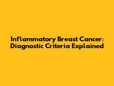 Inflammatory Breast Cancer: Diagnostic Criteria Explained