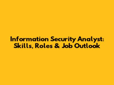 Information Security Analyst: Skills, Roles & Job Outlook