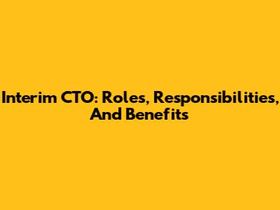 Interim CTO: Roles, Responsibilities, And Benefits