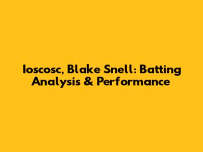 Ioscosc, Blake Snell: Batting Analysis & Performance