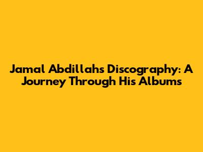 Jamal Abdillah's Discography: A Journey Through His Albums