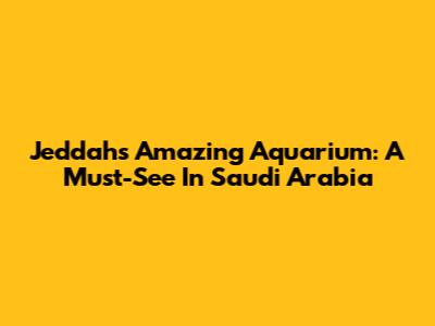 Jeddah's Amazing Aquarium: A Must-See In Saudi Arabia