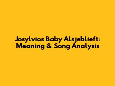 Josylvio's 'Baby Alsjeblieft': Meaning & Song Analysis
