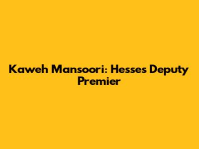 Kaweh Mansoori: Hesse's Deputy Premier