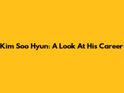 Kim Soo Hyun: A Look At His Career